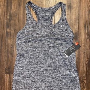 grey/black under armour workout tank